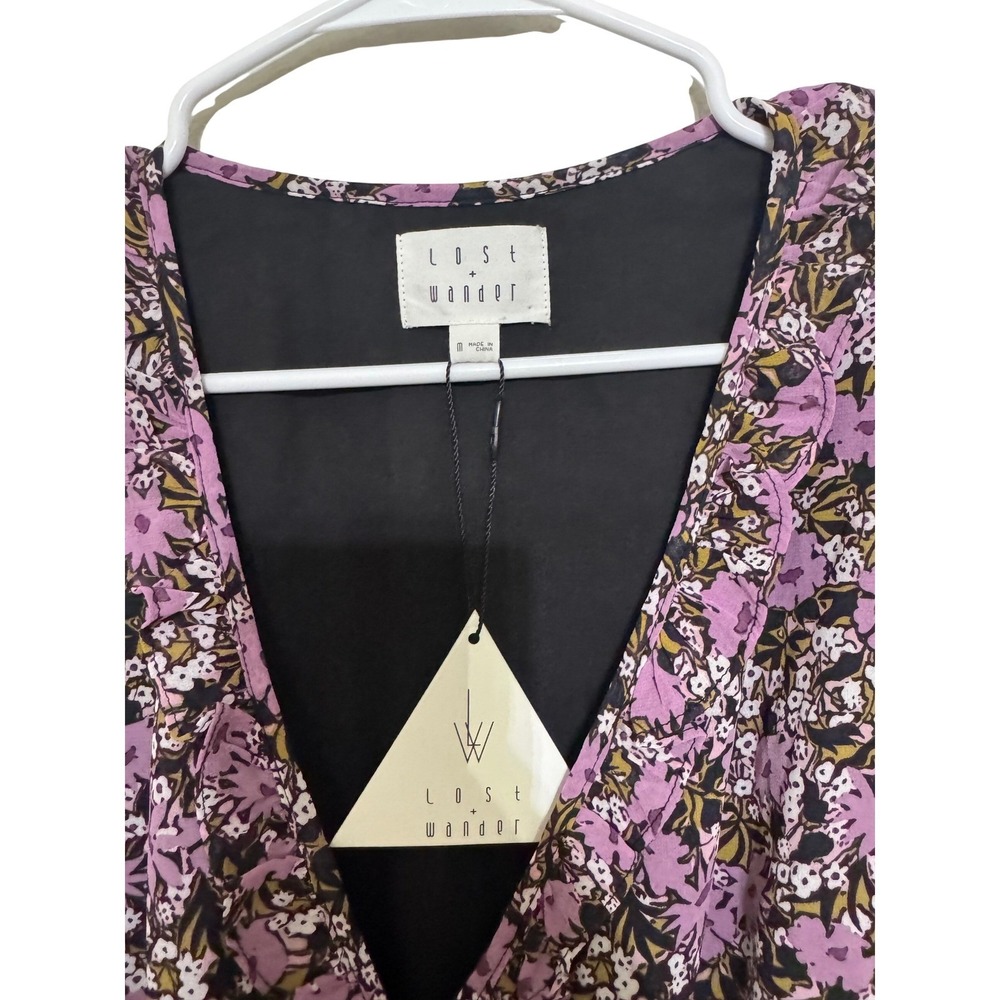 Lost and Wander Floral Print Wrap Maxi Dress Ruffled Flutter Sleeve NWT medium - Picture 5 of 8